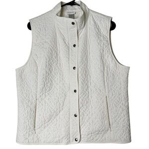 Zenergy by Chicos Quilted Vest Jacket Zipper & Snap Closure High Neck Size 2